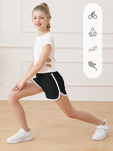 Image of Resinta 4 Packs Girls Soccer Shorts Toddler Girls Athletic Shorts Quick Dry Workout Dolphin Kids Active Shorts