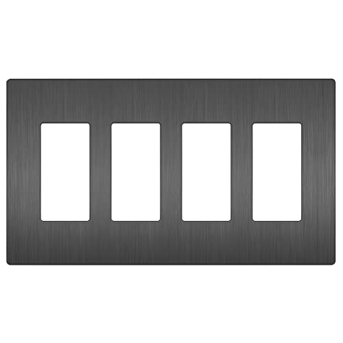Image of LIDER Decorator Switch Cover, Screwless Wall Plate, Mid-Size 4-Gang 4.88 inch x 8.58 inch, LSWP-34M-BSG, UL Listed, Thermoplastic, Brushed Space Gray, 1-Pack