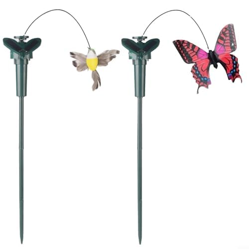 Solar-Schmetterling/Vogel, fliegende Flattern, Kolibri, Butte, Sonnenblume für Garten, Hof, Pflanzen, Blumen, Terrasse, Landschaftsdekoration (Schmetterling + Vogel)