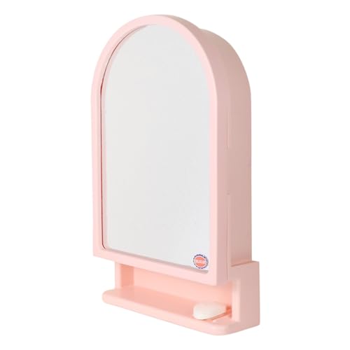 Image of CIPLA PLAST Ideal Wall Mounted Bathroom Mirror Cabinet with Storage Shelf, (Pink)