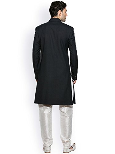 Royal Kurta Men's Suiting Blend Kneelong Solid Nehru Sherwani