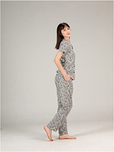 Image of Evolove Women's Polyester Half Sleeves Collared Night Suit Set /Top Pyjama Set Super Soft Comfortable (Nightsuit-Collar-HS-2)