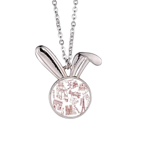 Cadeau bijoux Tour Eiffel et Louvre, collier pendentif lapin pour anniversaire