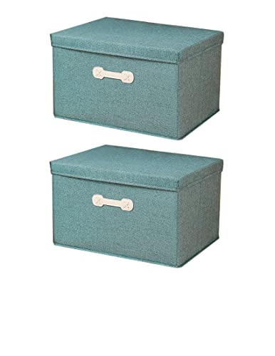 Justine ZSR Lot de 2 boites de rangement pliables en tissu avec couvercle 40x30x25 cm Cover