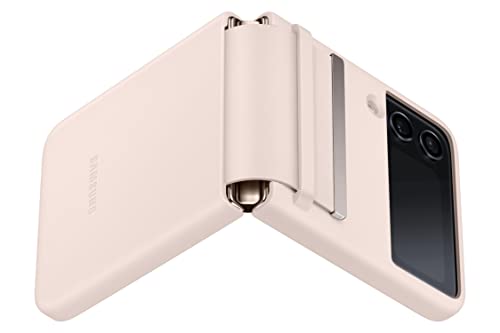 Image of Samsung Galaxy Z Flip4 Flap Leather Cover, Protective, Premium Luxury Phone Case with Slim Style Design, US Version, Peach