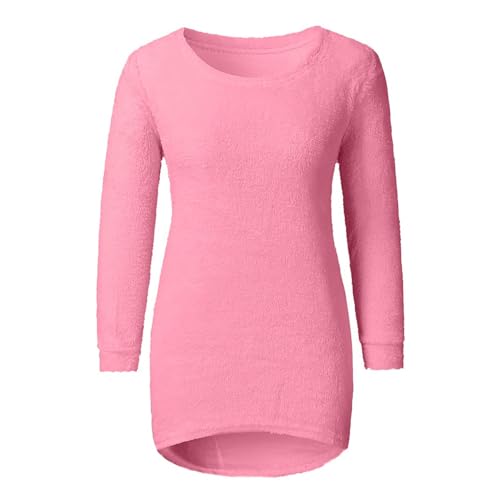 Womens Cozy Sweaters Casual Crewneck Fleece Pullover Long Sleeve Thermal Soft Fuzzy Sweater Fall Winter Clothes 20253
