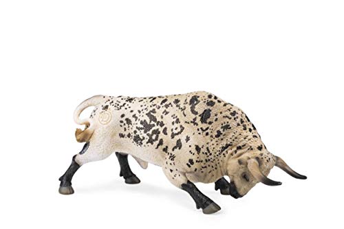 Deqube - Toro Bravo Ensabanado Embistiendo - Figura Coleccionable Pintada a Mano - Tamaño 15x8x4 cm - Modelo (90110103)