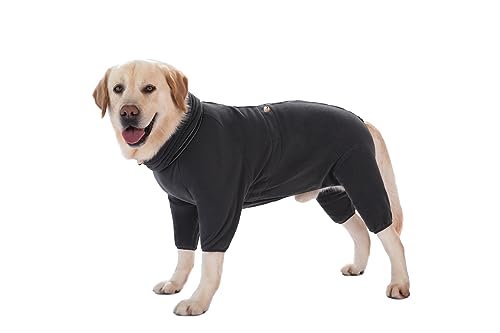 MeiAOBest Dog Clothing,Pet Winter Thickened Warm Four-Legged Jumpsuit with Zipper D-ring Reflective Strips,Dog Adjustable Anti-Hair Windproof Jacket for Small Medium Large Dogs_XL(Dark Gray)