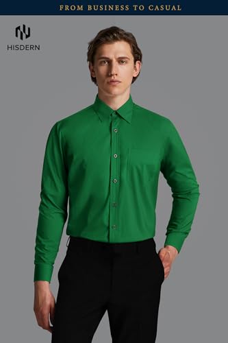 Image of HISDERN Mens Dress Shirts Long Sleeve Button Down Casual Shirts for Men Inner Contrast Formal Business Tuxedo Wedding Shirt