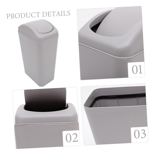 Caneca de basura rectangular con tapa abatible gris 12L miniatura 7