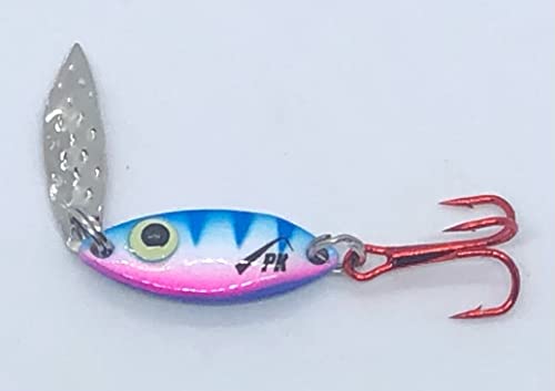 PK Predator Flash Fishing Spoon - All Season Fishing Bait - Ice Fishing Lure - Jigging or Casting (Blue Pearl Glow, 1/16 Oz)