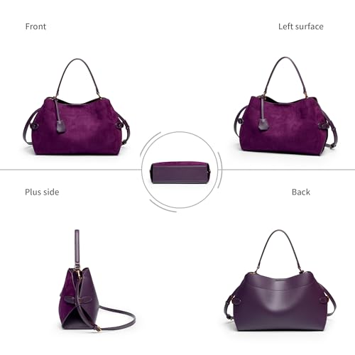 Women Faux Suede Tote Hobo Handbags Vintage Belted Top-handle Genie Leather Work Shoulder Bags3