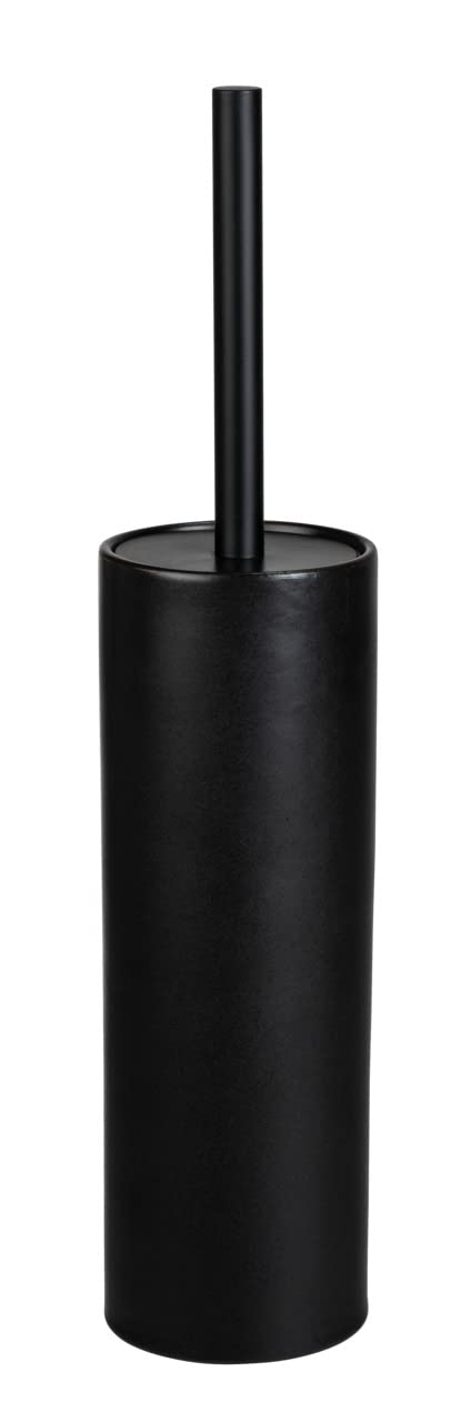WENKO Casoli Toilet Brush Holder Black Ceramic, 9,1 x 40 x 9,1 cm