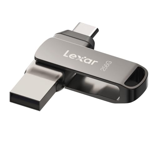 Lexar 256GB JumpDrive Dual Drive D400 USB 3.1 Type-C and Type-A Flash Drive for Storage Expansion and Backup, Up to 130MB/s Read, Metal Housing & Swivel Design, Titanium (LJDD400256G-BNQNU) 4 31n4lUFZ3fL