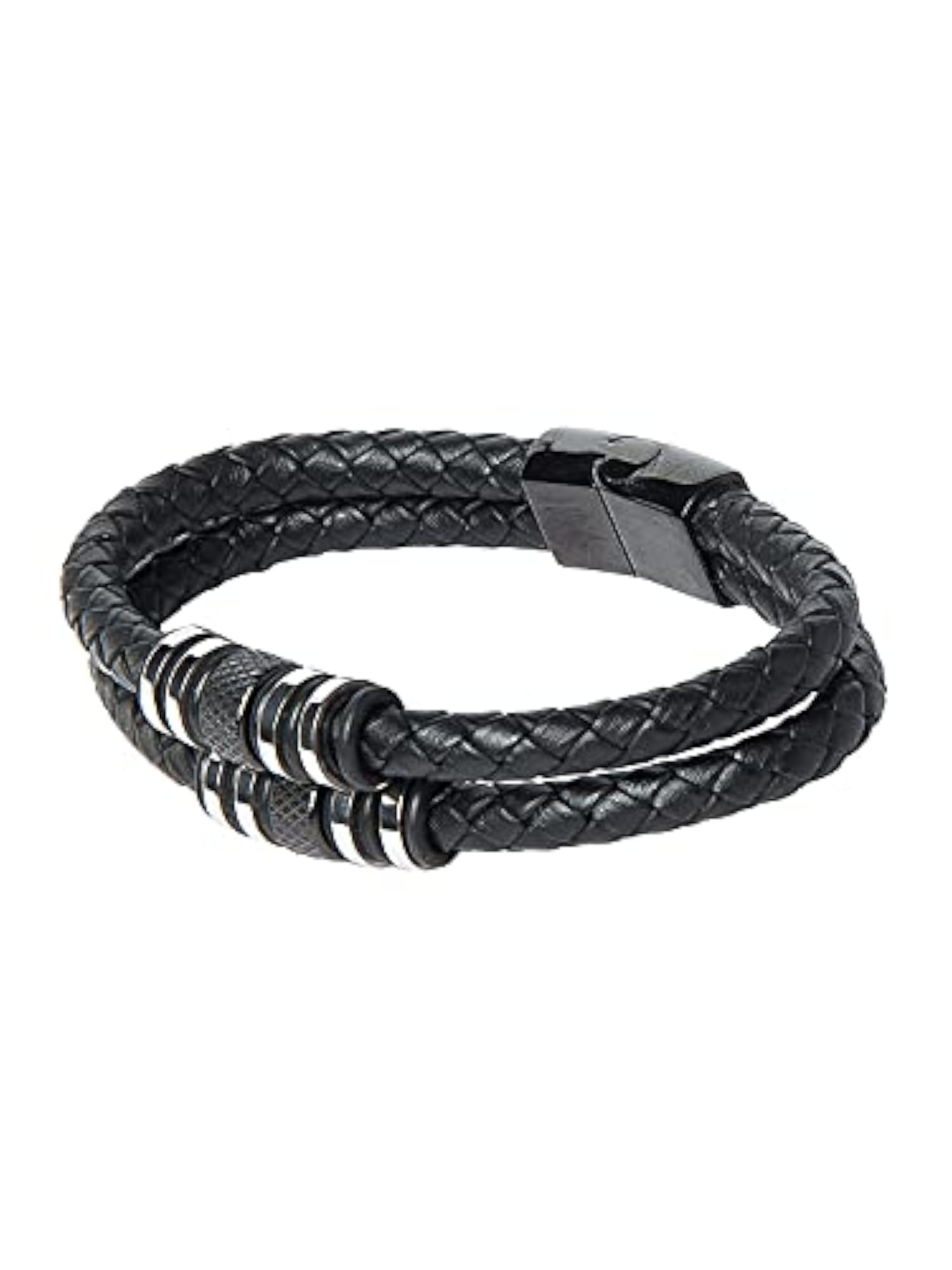 Braided Designer Stainless Steel and Leather Bracelet for Men, Unisex