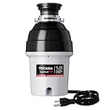 1.0 HP Garbage Disposals with Sound Reduction, TECASA Continuous Feed, Stainless Steel Food Waste Grinding System for Kitchen Sink Food Waste, Power Cord Included, Grey and Black, HyperCrush 100