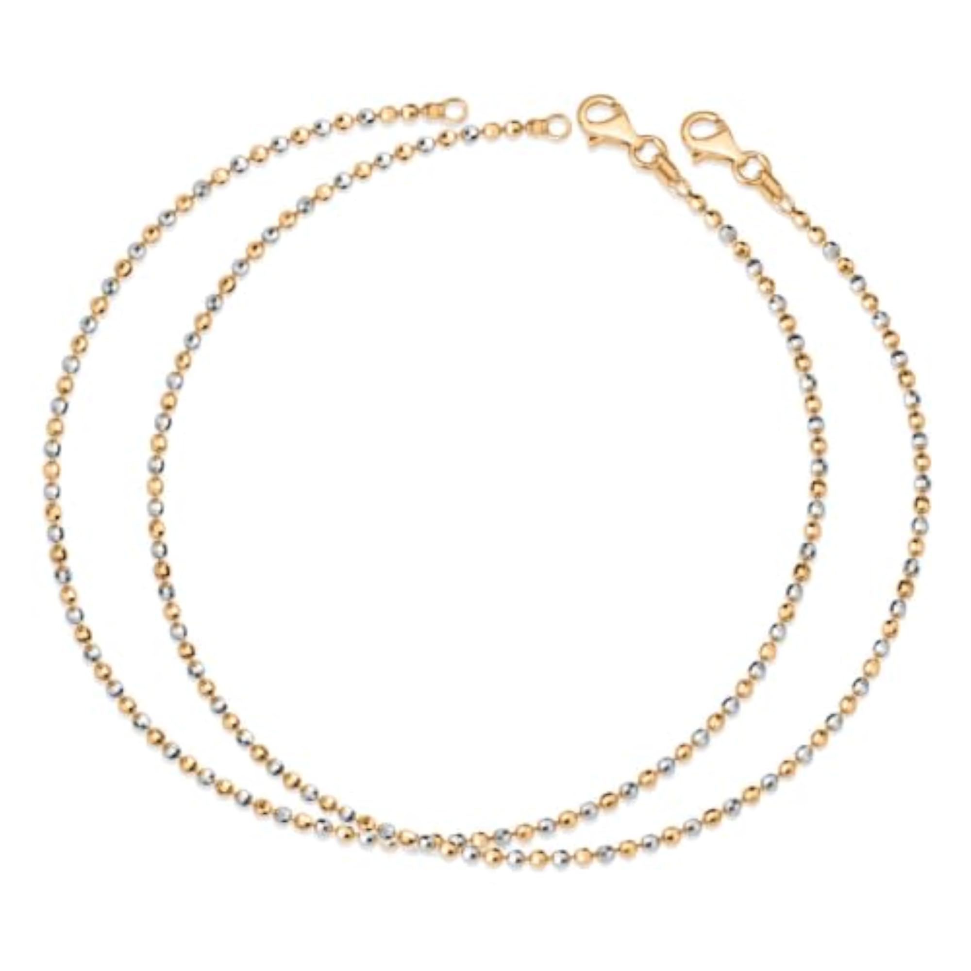 Pure 925 Sterling Silver Dual-Finish Anklet Set for Women