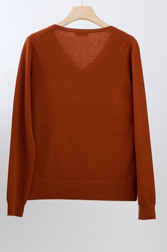 Image of JENNIE LIU Women's 100% Pure Cashmere Long Sleeve Pullover V Neck Sweater
