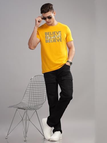 Image of ADRO 100% Cotton Lycra Tshirts for Men Combo Pack of 3 | Regular Fit | Printed T Shirt | Round Neck Half Sleeve| Mens Tshirts