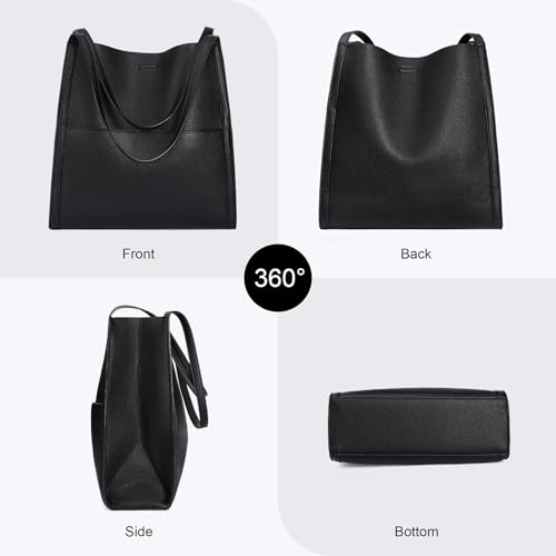 Bolsa tote grande de cuero vegano suave para mujer miniatura 6