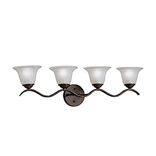 Kichler Dover 30.5" 4 Light Vanity Light with Etched Seeded Glass in Tannery Bronze