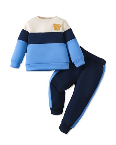 Image of NZRVAWS Toddler Baby Boy Clothes Pullover Sweater Ripped Jean Sweatsuit Little Boy Outfit Fall Winter Clothing Set 6M-7T