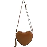 modamoda de T267 Damen Leder Herzförmige Umhängetasche Schultertasche, handmade in Italy (Cognac)