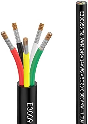 14 AWG 5 Conductor Wire 14/5 Gauge Extension Cable 20FT