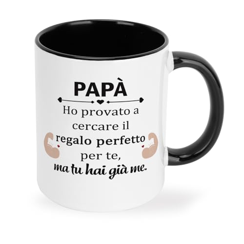 Hroanc Regalo Papa Natale Tazza 330mL Idee Regalo Papà Regali per Papa Compleanno Natale Pensione San Valentino Anniversario Festa Del Papà Da Figlia Figlio Tazza Mug Nere Regali Uomo Originale Utile