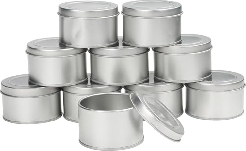 Kurtzy Cajitas de Metal Redondas Aluminio con Tapa - 10x Caja Aluminio Vacía Almacenaje de Viaje 6,5 x 4 cm - Contenedores para Manualidades y Accesorios