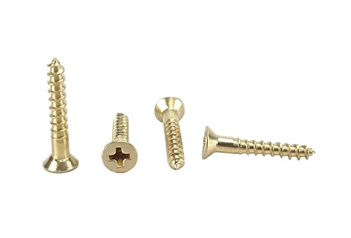 Chenango Supply N.4 x 3/4inches Solid Brass Flat Head Philips Wood Screw (1/2inches to 1-1/2inches in Listing), 100 Pack (N.4 x 3/4