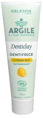 Ciel d'Azur en Provence - Denticlay Argile - Dentifrice Bio à l'Argile Blanche et à l'Eau Thermale de Digne les Bains - Certifié Bio Cosmos Organic - Tube 75ml - Citron Cover