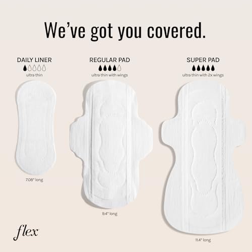 Image of Flex Ultra Thin Pads | Ultra Thin with Wings | Fragrance-Free Sanitary Napkins | Super Absorbent & Comfortable Feminine Pads | Unscented (2-Pack, 60 Pad)