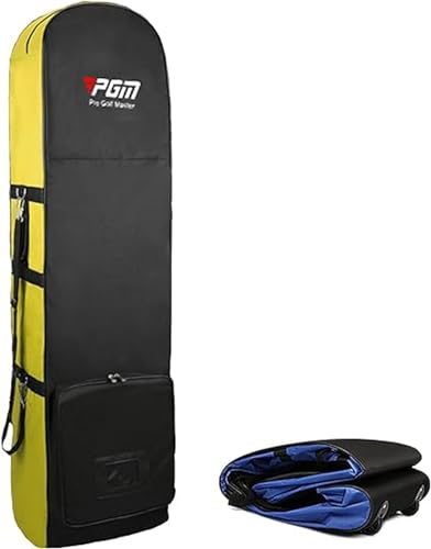 ゴルフ トラベルカバー ゴルフ用トラベルカバー キャスター付き キャディバッグ 折りたたみ式 航空バッグ シューズ収納バッグ 耐摩耗性 持ち運び便利 (イエロー)