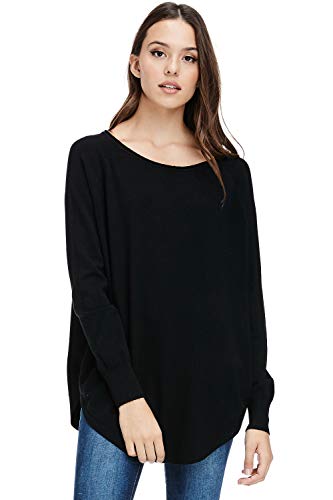 Alexander + David Womens Casual Loose Pullover Boyfriend Sweater with Crewneck Round Hem