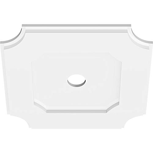 Image of Ekena Millwork CMP16LE-02000 Locke Architectural Grade PVC Contemporary Urethane Ceiling Medallions 16 inchOD x 2 inchID x 9 1 /2 inchC x 1 inchP