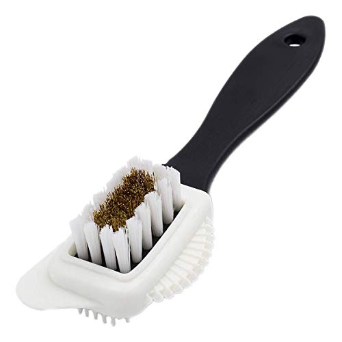 ExeQianming Brosse à Daim, 4 côtés Brosse multifonctionnelle en Laiton Nubuck et Poils denylon à, Outil de Nettoyage de Bottes en Daim Cover