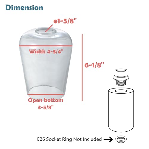 Image of Aspen Creative 23655-60-3,Clear Wine Cup Glass Shade For Lighting Fixture.Size:4-3 /4 inchD x 6-1 /8 inchH,Center Hole:43mm. Set of 3.