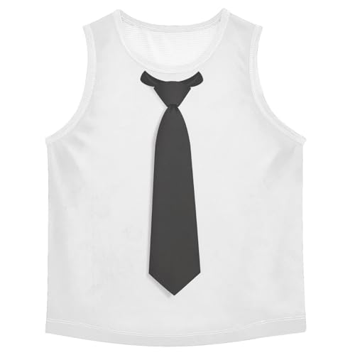 Boys Tank Top Shirts Black Tie Sleeveless T-Shirts Crew Neck for Kids Clothing Children