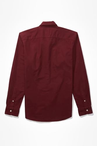 Image of American Eagle Men Burgundy Slim Fit Oxford Button-Up Shirt