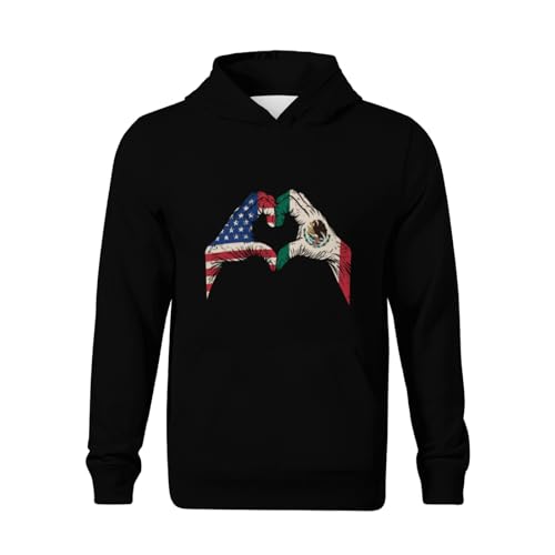 Kids Mexican Roots American America Mexico Flag Vintage Boys Girls Lightweight Kangaroo Pocket Fleece Hoodies2