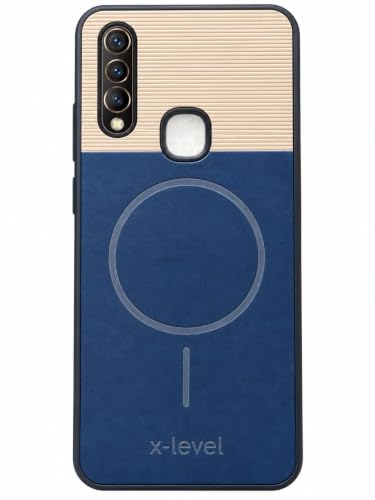 Image of Bintage Mac Safe Design Hard Slim Back Case | Soft Border Camera Protect | Dual PU Leather Finish Back Cover Compatible for Vivo Y12 / Y15 / Y17 / U10 - Royal Blue