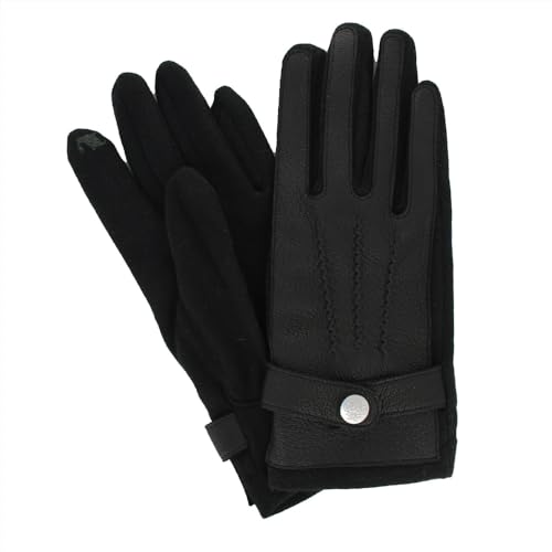 [オロビアンコ] 手袋 メンズ かっこいい 暖かい 自転車 おしゃれ 防寒 スマホ対応 秋冬 シンプル カジュアル ビジネス 人気 ブランド レザー 革 裏起毛 ブラック