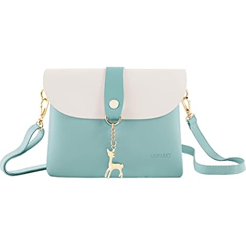AISPARKY Small Crossbody Purse, PU Leather Small Purse for and Girls With Pendant With Strap/Gold Chain Strap (Lake Blue) Cover