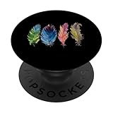 Plumas de pájaro Coloridas. PopSockets PopGrip Adhesivo