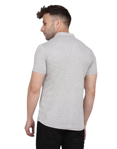 Image of Men's Half Sleeve Shirt - Spread Collar Casual Shirt with Double Flap Pockets - Slim Fit Cotton Blend Button-Down