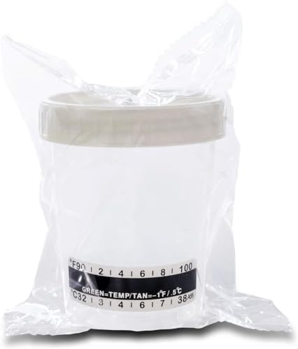 Steriler Urinbecher/Probenbecher Schraubverschluss 120 ml mit Temperaturanzeige 5 Stück