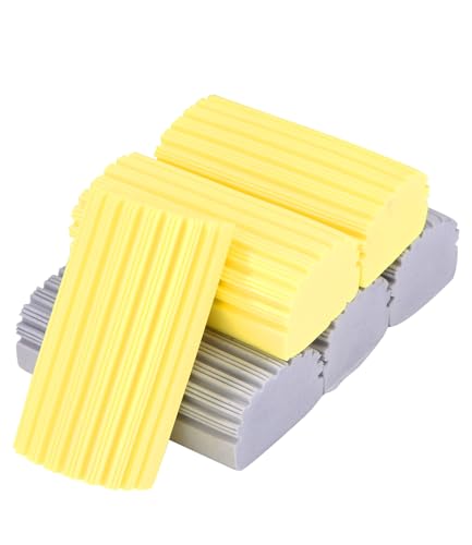 Toaren 6 Piezas Esponja Mágica Atrapapolvo, Plumero Húmedo Esponja, Plumero Atrapapolvo para Limpieza de Espejos, Persianas y Ventilaciones (Amarillo Gris)