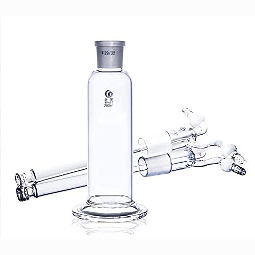 Botella de lavado de gas de vidrio de laboratorio de 250 ml, trampa de vacío con dos tubos curvados, junta 29/32, botella de vidrio de borosilicato para kit de cristalería de laboratorio de química