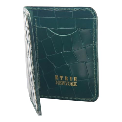 Unisex Leather Card Holder - Deep Green, Sophisticated Design for Professionals